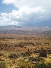 Scenic view of landscape against cloudy sky