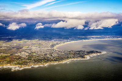 Aerial view of sea against sky