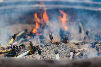 High angle view of incense