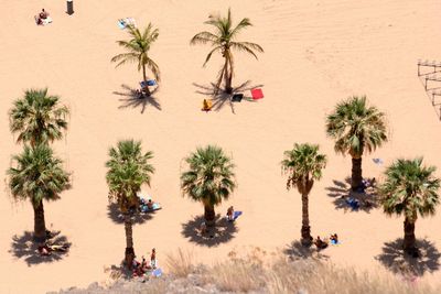 High angle view of people on beach