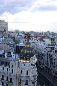 High angle view of buildings in city