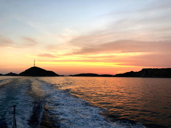 Scenic view of sea against sky during sunset