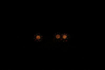 Low angle view of firework display at night