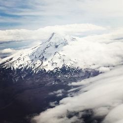 Scenic view of mountains against cloudy sky