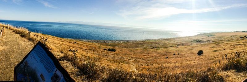 Scenic view of sea against cloudy sky