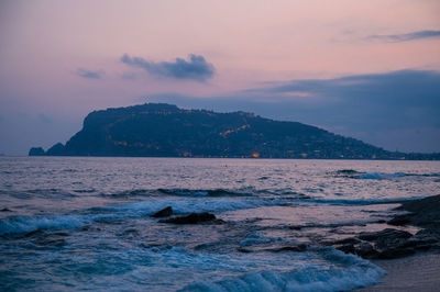 Scenic view of sea against sky during sunset