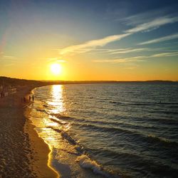 Scenic view of sea at sunset
