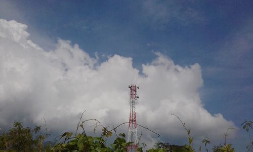 Low angle view of smoke stack against sky