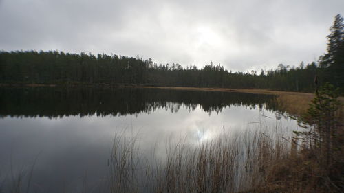 Scenic view of lake against sky