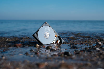 Close-up of boat in sea