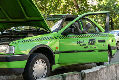 Side view of old vintage car