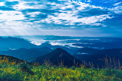 Scenic view of mountains against sky