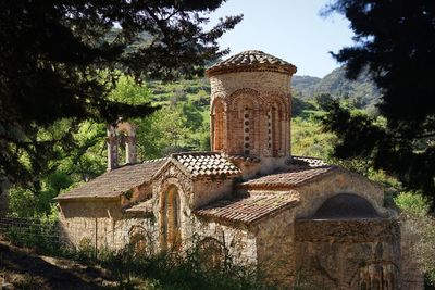 Built structure against trees