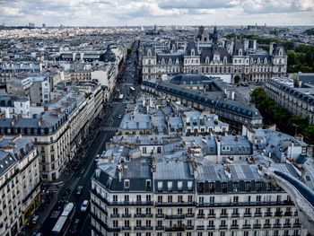 High angle view of cityscape paris