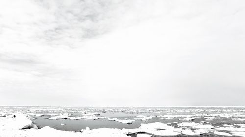 Scenic view of sea against sky during winter