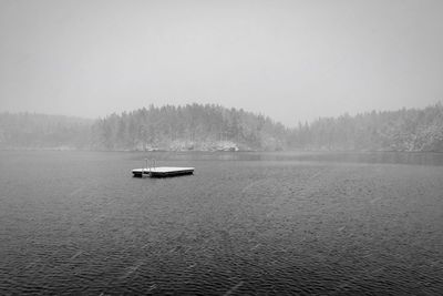 Scenic view of lake against clear sky