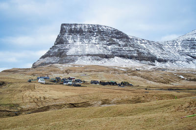 Scenic view of village against sky