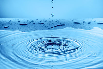 Close-up of drop splashing in water