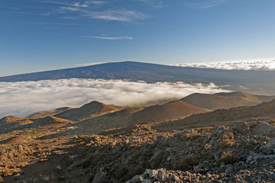 Evening clouds on a volcanic landscape on mauna kea in hawaii