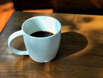 High angle view of coffee on table