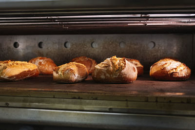 Close-up of bread on display at store