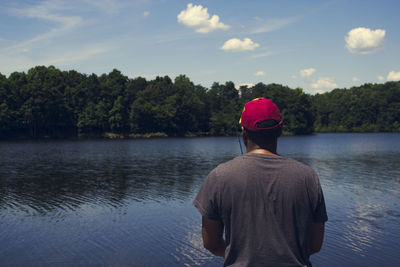 Scenic view of lake against sky