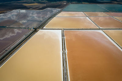 Aerial view of the salt pan in margherita di savoia, unesco heritage from above, apulia