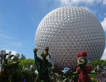 Low angle view of statue against sky