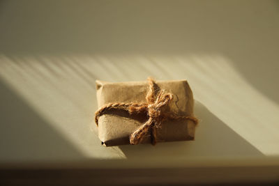 Close-up of gift box on table