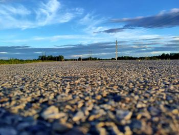 Surface level of road against sky