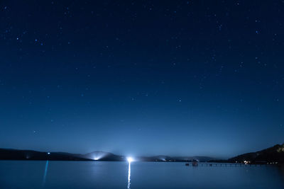 Scenic view of sea against sky at night