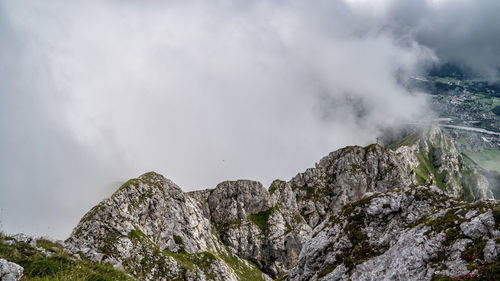 Panoramic view of majestic mountains against sky