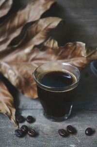 Close-up of coffee on table