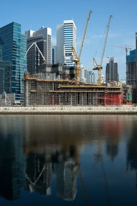 Reflection of buildings in water