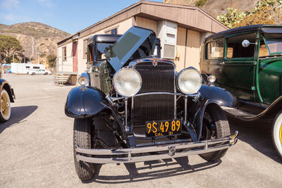 Vintage car against sky