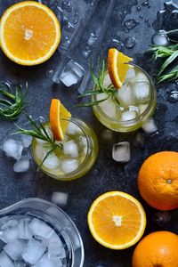 Directly above shot of fruits in glass