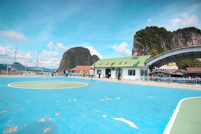 View of swimming pool against sky