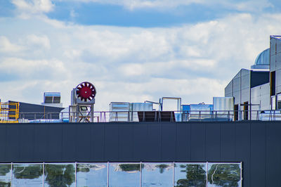 Ventilation system on the roof of an industrial building.