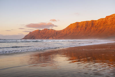 Scenic view of sea against sky during sunset