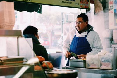 People working in restaurant