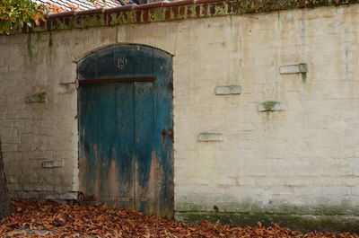 Closed door of building