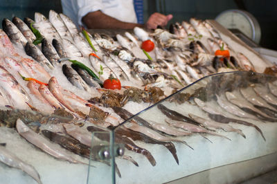 View of fish for sale in market