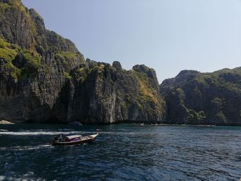 Scenic view of sea against clear sky