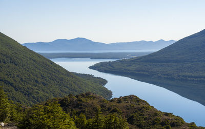 Scenic view of mountains against clear sky