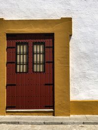 Closed door of building