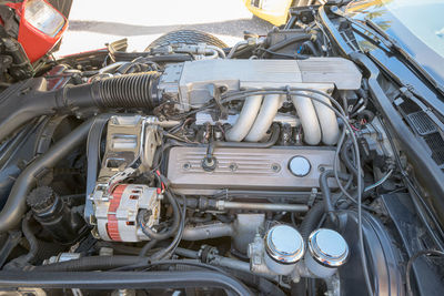 Close-up of vintage car engine