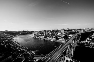 Cityscape with bridge in background