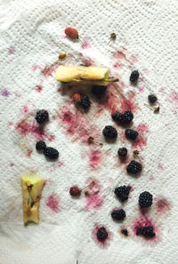 High angle view of fruits on table