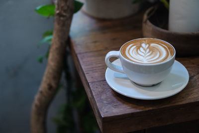 High angle view of coffee on table