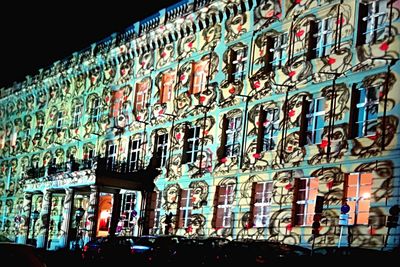 Low angle view of building at night